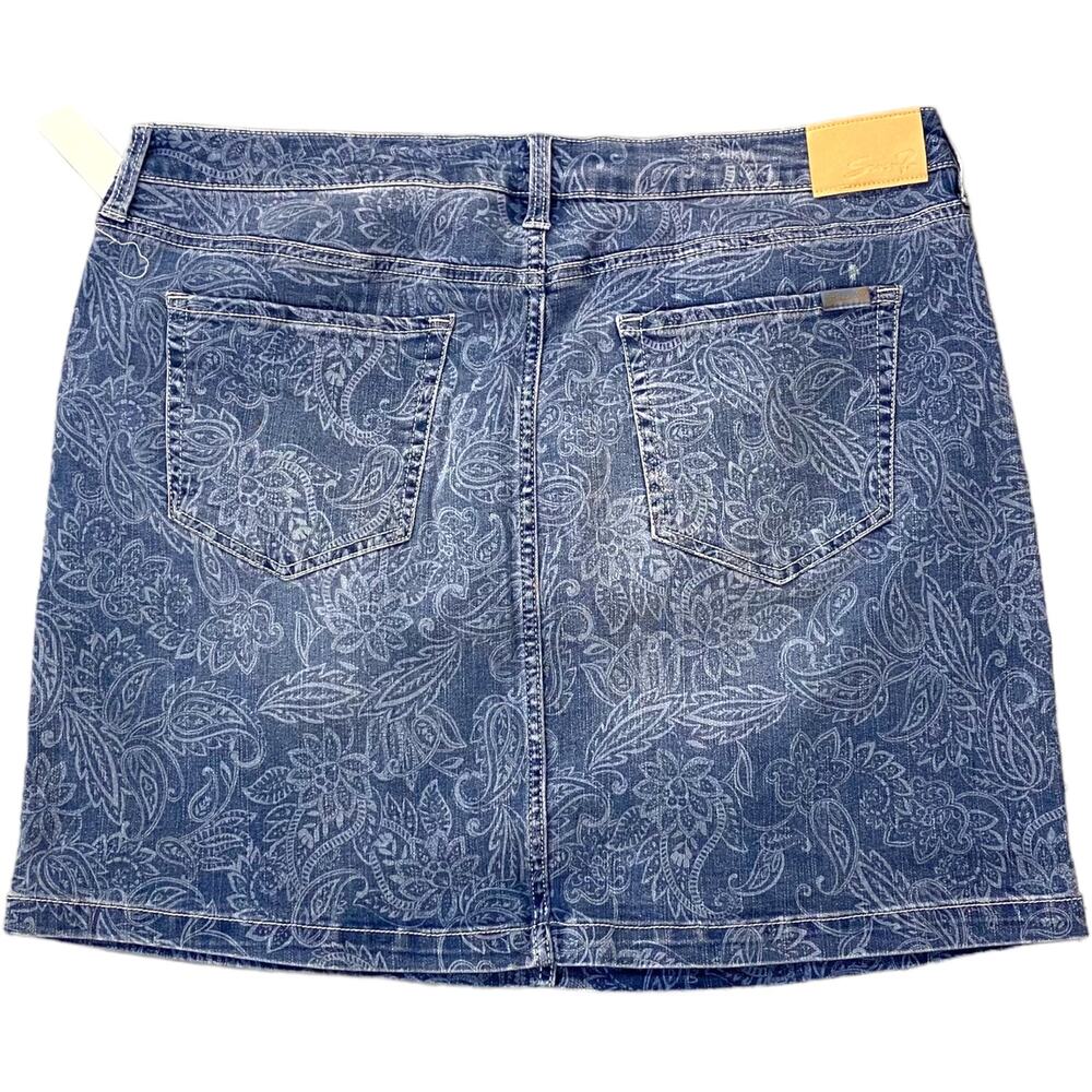 Seven 7 Delaney Paisley Denim Jean Skirt NWT 4